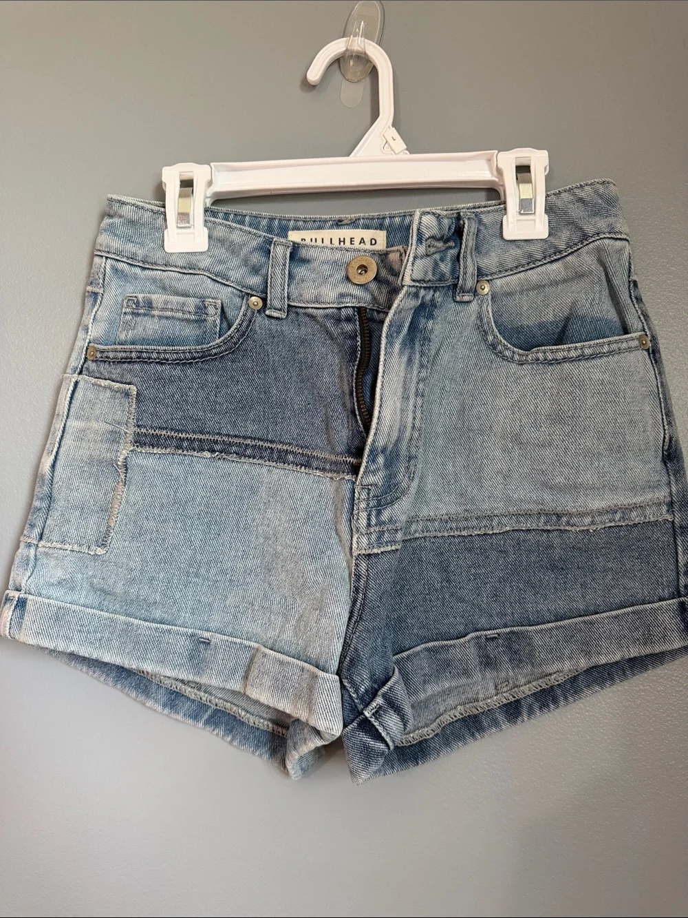 Two-Tone Denim Shorts